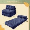 imageWLIVE Futon Sofa Bed Floor Chair with Adjustable Backrest Bean Bag Bed for Adults with Armrest Pillow Low Profile for Living Room Reading Bedroom Single BeigeNavy Blue