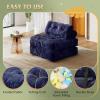 imageWLIVE Futon Sofa Bed Floor Chair with Adjustable Backrest Bean Bag Bed for Adults with Armrest Pillow Low Profile for Living Room Reading Bedroom Single BeigeNavy Blue