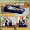 imageWLIVE Futon Sofa Bed Floor Chair with Adjustable Backrest Bean Bag Bed for Adults with Armrest Pillow Low Profile for Living Room Reading Bedroom Single BeigeNavy Blue