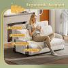imageWLIVE Futon Sofa Bed Floor Chair with Adjustable Backrest Bean Bag Bed for Adults with Armrest Pillow Low Profile for Living Room Reading Bedroom Single BeigeBeige