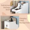 imageWLIVE Narrow Nightstand with Drawers Narrow Bedside Tables with Open Shelf amp Cable Hole Small Nightstand for Bedroom Modern Storage Side Table for Small SpacesLiving Room CherryWhite