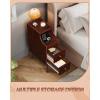 imageWLIVE Narrow Nightstand with Drawers Narrow Bedside Tables with Open Shelf amp Cable Hole Small Nightstand for Bedroom Modern Storage Side Table for Small SpacesLiving Room CherryCherry