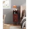 imageWLIVE Narrow Nightstand with Drawers Narrow Bedside Tables with Open Shelf amp Cable Hole Small Nightstand for Bedroom Modern Storage Side Table for Small SpacesLiving Room CherryCherry