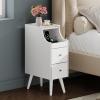imageWLIVE Narrow Nightstand with Drawers Narrow Bedside Tables with Open Shelf amp Cable Hole Small Nightstand for Bedroom Modern Storage Side Table for Small SpacesLiving Room CherryWhite