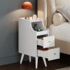 imageWLIVE Narrow Nightstand with Drawers Narrow Bedside Tables with Open Shelf amp Cable Hole Small Nightstand for Bedroom Modern Storage Side Table for Small SpacesLiving Room CherryWhite