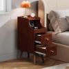imageWLIVE Narrow Nightstand with Drawers Narrow Bedside Tables with Open Shelf amp Cable Hole Small Nightstand for Bedroom Modern Storage Side Table for Small SpacesLiving Room CherryCherry