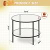 imageWLIVE Round Coffee Table 256 Glass Coffee Table with Storage Shelf Modern Living Room Table Center Table with Clear Glass for Small Spaces Living Room Apartment Office BlackBlack
