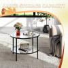 imageWLIVE Round Coffee Table 256 Glass Coffee Table with Storage Shelf Modern Living Room Table Center Table with Clear Glass for Small Spaces Living Room Apartment Office BlackBlack