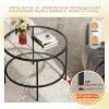 imageWLIVE Round Coffee Table 256 Glass Coffee Table with Storage Shelf Modern Living Room Table Center Table with Clear Glass for Small Spaces Living Room Apartment Office BlackBlack