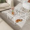 imageWLIVE Round Coffee Table 256 Glass Coffee Table with Storage Shelf Modern Living Room Table Center Table with Clear Glass for Small Spaces Living Room Apartment Office BlackWhite