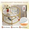 imageWLIVE Round Coffee Table 256 Glass Coffee Table with Storage Shelf Modern Living Room Table Center Table with Clear Glass for Small Spaces Living Room Apartment Office BlackGold