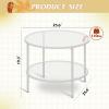 imageWLIVE Round Coffee Table 256 Glass Coffee Table with Storage Shelf Modern Living Room Table Center Table with Clear Glass for Small Spaces Living Room Apartment Office BlackWhite