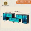 imageWLIVE TV Stand Deformable TV Stand with LED Strip Modern Entertainment Center Gaming Media 3 Pieces Console Cabinet for Living Room Bedroom BlackBlack