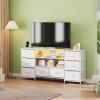 imageWLIVE TV Stand Dresser for 505560 inch TV Entertainment Center with LED Lights amp Fabric Drawers Dresser TV Stand for Bedroom and Living Room with Open Shelves Rustic BrownWhite