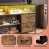 imageWLIVE TV Stand Dresser for 505560 inch TV Entertainment Center with LED Lights amp Fabric Drawers Dresser TV Stand for Bedroom and Living Room with Open Shelves Rustic BrownRustic Brown
