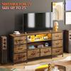 imageWLIVE TV Stand Dresser for 505560 inch TV Entertainment Center with LED Lights amp Fabric Drawers Dresser TV Stand for Bedroom and Living Room with Open Shelves Rustic BrownRustic Brown
