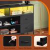 imageWLIVE TV Stand Dresser for 505560 inch TV Entertainment Center with LED Lights amp Fabric Drawers Dresser TV Stand for Bedroom and Living Room with Open Shelves Rustic BrownBlack