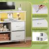 imageWLIVE TV Stand Dresser for 505560 inch TV Entertainment Center with LED Lights amp Fabric Drawers Dresser TV Stand for Bedroom and Living Room with Open Shelves Rustic BrownWhite