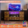 imageWLIVE TV Stand Dresser for 505560 inch TV Entertainment Center with LED Lights amp Fabric Drawers Dresser TV Stand for Bedroom and Living Room with Open Shelves Rustic BrownRustic Brown