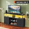 imageWLIVE TV Stand Dresser for 505560 inch TV Entertainment Center with LED Lights amp Fabric Drawers Dresser TV Stand for Bedroom and Living Room with Open Shelves Rustic BrownBlack