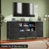 imageWLIVE TV Stand Dresser for 505560 inch TV Entertainment Center with LED Lights amp Fabric Drawers Dresser TV Stand for Bedroom and Living Room with Open Shelves Rustic BrownBlack