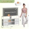 imageWLIVE TV Stand Dresser for 505560 inch TV Entertainment Center with LED Lights amp Fabric Drawers Dresser TV Stand for Bedroom and Living Room with Open Shelves Rustic BrownWhite