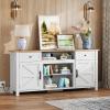 imageWLIVE TV Stand for 65 70 75 inch TV Modern Farmhouse Entertainment Center with Builtin Power Outlet TV Console with Storage Cabinets amp Drawers for Living Room BlackWhite