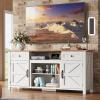 imageWLIVE TV Stand for 65 70 75 inch TV Modern Farmhouse Entertainment Center with Builtin Power Outlet TV Console with Storage Cabinets amp Drawers for Living Room BlackWhite