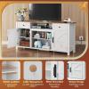 imageWLIVE TV Stand for 65 70 75 inch TV Modern Farmhouse Entertainment Center with Builtin Power Outlet TV Console with Storage Cabinets amp Drawers for Living Room BlackWhite