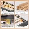 imageWLIVE Upholstered Bed Frame Full Size Bed Frame with Headboard Platform Bed with Wood Slats 1500LBS Mattress Foundation No Box Spring Needed Easy Assembly Velvet BlackVelvet Grey