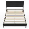 imageWLIVE Upholstered Bed Frame Full Size Bed Frame with Headboard Platform Bed with Wood Slats 1500LBS Mattress Foundation No Box Spring Needed Easy Assembly Velvet BlackVelvet Black