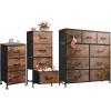 imageWLIVE 3 Drawer 4 Drawer and 9 Drawer Dresser Set Dresser for Bedroom Closet Hallway Storage Organizer Unit Dressers amp Chests of Drawers Rustic Brown Wood Grain Print