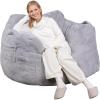 imageWLIVE 43 Giant Bean Bag Chair Bean Bag Sofa with Armrests for Adults Bean Bag Couch with HighDensity Memory Foam for Livingroom Bedroom BeigeGrey