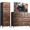 imageWLIVE 5 Drawer Dresser and 7 Drawer Dresser Set Dresser for Bedroom Closet Hallway Storage Dresser Organizer Unit Dressers amp Chests of Drawers with Fabric Bins Rustic Brown Wood Grain Print