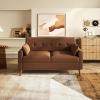 imageWLIVE 62 Loveseat Sofa Mid Century Modern Small Couches for Living Room Button Tufted Upholstered Couch for Bedroom Solid Wood Frame Easy to Install Furniture BeigeBrown