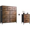 imageWLIVE 9Drawer Dresser amp Nightstand with 2 Fabric Drawers Fabric Storage Wood Top Easy Pull Handle Rustic Brown