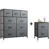 imageWLIVE 9Drawer Dresser amp Nightstand with 2 Fabric Drawers for Bedroom Hallway Entryway Closet Organizer Unit with Fabric Bins Steel Frame Wood Top Easy Pull Handle Dark Grey