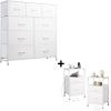 imageWLIVE 9Drawer Dresser amp Nightstands for Bedroom Set of 2 Organizer Unit for Bedroom with Fabric Bins Steel Frame Wood Top Easy Pull Handle White