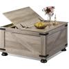 imageWLIVE Farmhouse Coffee Table with Storage Square Coffee Table with FlipTop Lids Center Table for Living Room Bedroom Home Office Grey OakGrey Oak