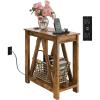imageWLIVE Farmhouse End Table Narrow Side Table with Charging Station Slim End Table Side Table for Bedroom Living Room Small Spaces 2 USB and 2 Power Outlets Rustic BrownRustic Brown