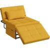 imageWLIVE Folding Ottoman Sleeper Chair 4in1 MultiFunction Convertible Sofa Bed Foot Rest with Adjustable Back for Living Room Dark GreyYellow