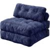 imageWLIVE Futon Sofa Bed Floor Chair with Adjustable Backrest Bean Bag Bed for Adults with Armrest Pillow Low Profile for Living Room Reading Bedroom Single BeigeNavy Blue