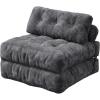 imageWLIVE Futon Sofa Bed Floor Chair with Adjustable Backrest Bean Bag Bed for Adults with Armrest Pillow Low Profile for Living Room Reading Bedroom Single BeigeGrey