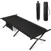 imageWLIVE Military Camping Cot Portable Folding Cots for Sleeping with Carry Bag Outdoor Camping Bed for Adults with Side Pocket Support 300 Lbs BlackBlack