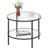 imageWLIVE Round Coffee Table 256 Glass Coffee Table with Storage Shelf Modern Living Room Table Center Table with Clear Glass for Small Spaces Living Room Apartment Office BlackBlack