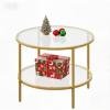 imageWLIVE Round Coffee Table 256 Glass Coffee Table with Storage Shelf Modern Living Room Table Center Table with Clear Glass for Small Spaces Living Room Apartment Office BlackGold