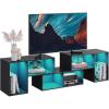 imageWLIVE TV Stand Deformable TV Stand with LED Strip Modern Entertainment Center Gaming Media 3 Pieces Console Cabinet for Living Room Bedroom BlackBlack