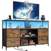 imageWLIVE TV Stand Dresser for 505560 inch TV Entertainment Center with LED Lights amp Fabric Drawers Dresser TV Stand for Bedroom and Living Room with Open Shelves Rustic BrownRustic Brown