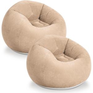 imageWLIVE 2 Pcs Bean Bag Chair Inflatable Comfy Chair for Adults Kids Suit for Dorm Gaming Room BlackBeige