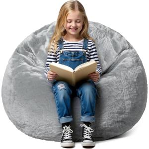 imageWLIVE 2 Pcs Bean Bag Chair Inflatable Comfy Chair for Adults Kids Suit for Dorm Gaming Room BlackGrey